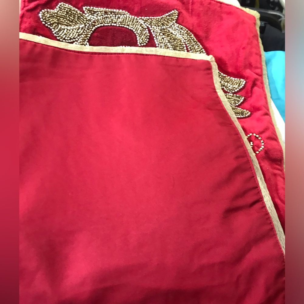 Grammercy Studios Red with Heavy Gold Beading Table Runner - Picture 12 of 15